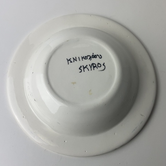 K N Skyros Art Pottery Greece Hand Painted Ashtray - Picture 5 of 8